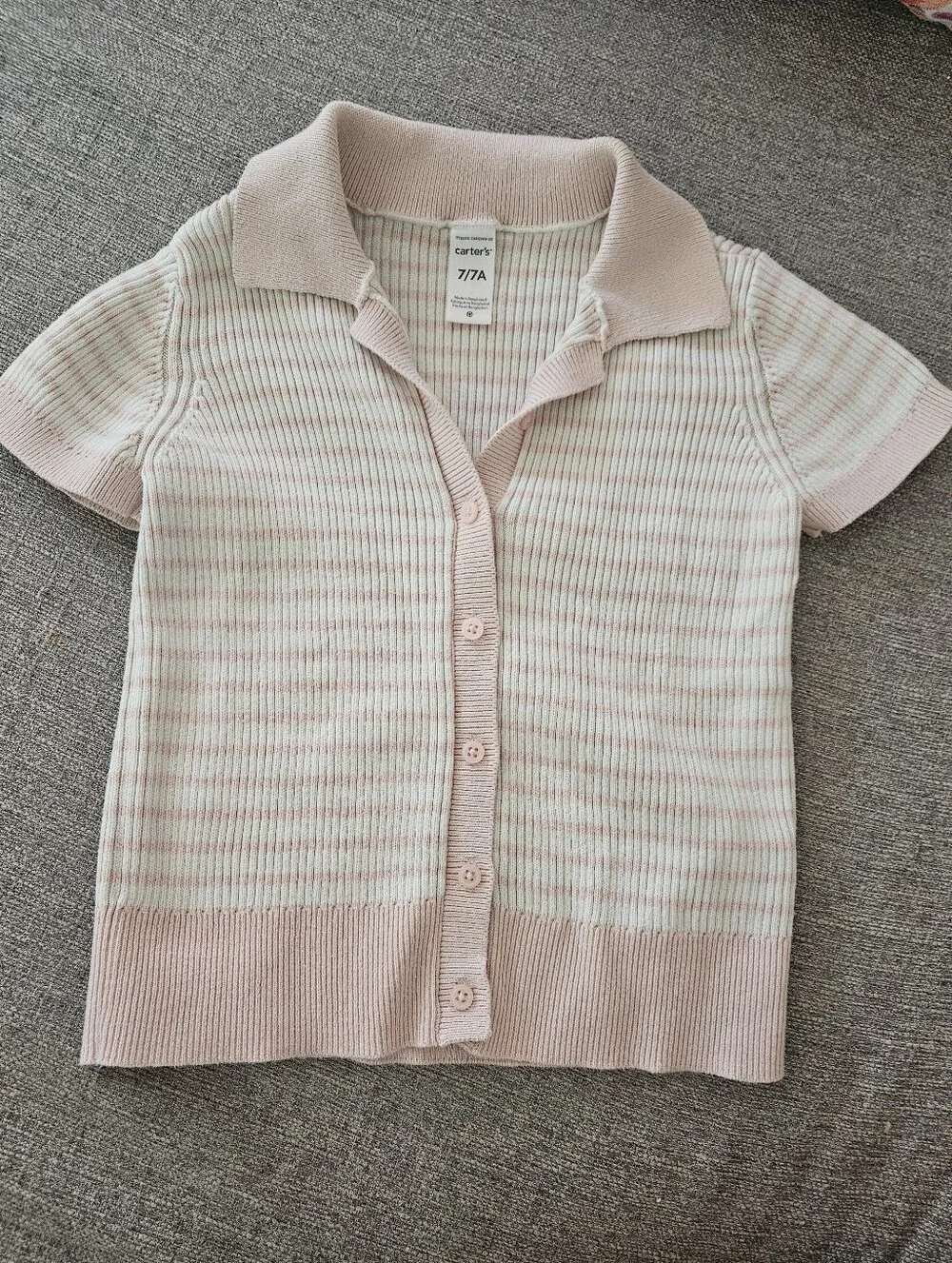 Carters Pink And Cream Polo, Size 7
